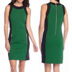 Michael Kors Green Stretch Ponte Zip Pocket Dress